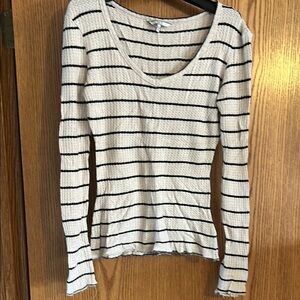 BKE Striped Beige and Black Women's Top